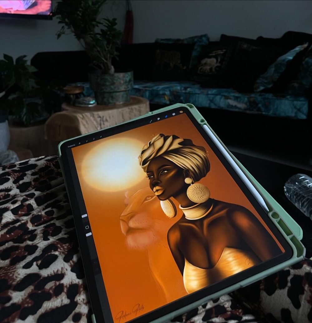 Digitale Porträtarbeit auf einem Display